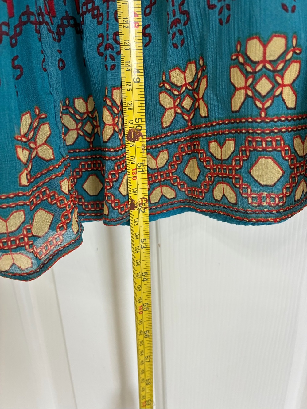 Soft Surroundings Mirapani Teal Floral Embroidered Tassel Maxi Dress - Picture 5 of 8